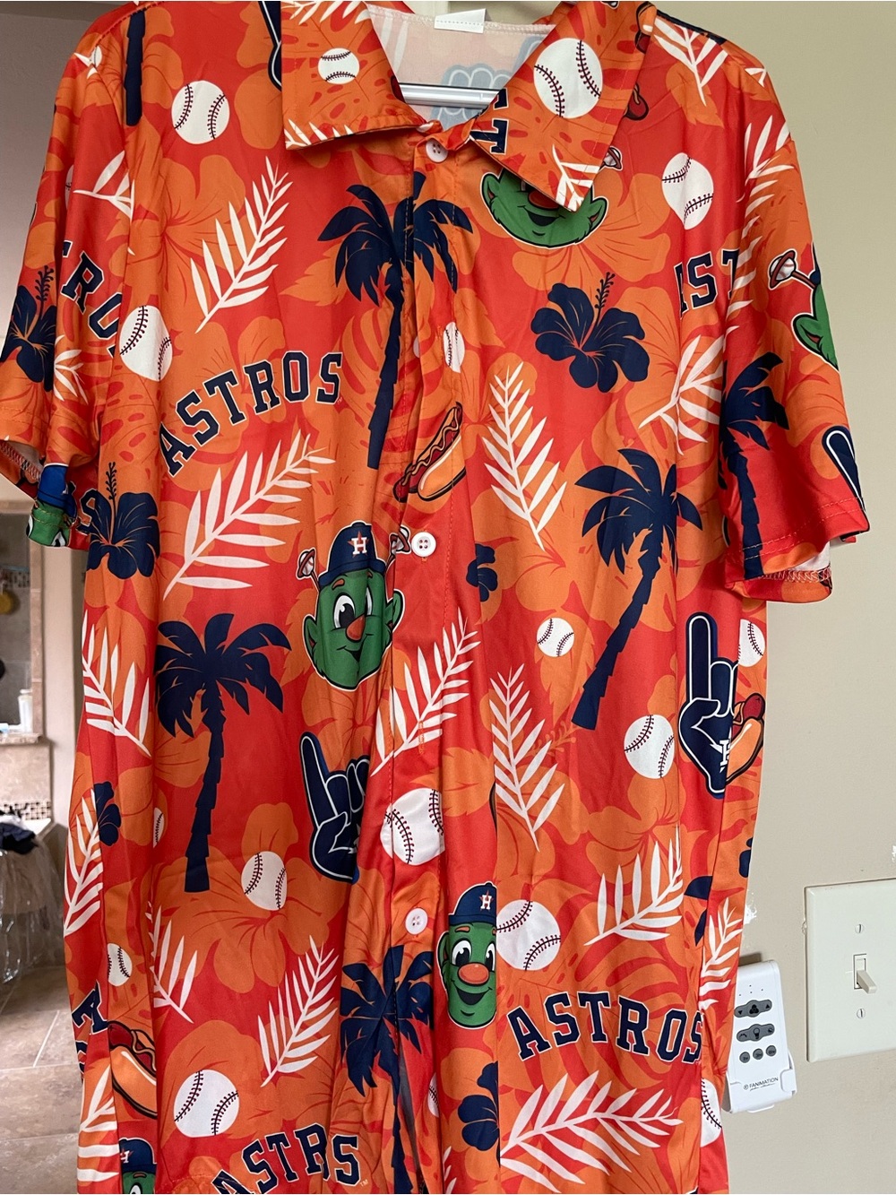 XL Orange Hawaiian Button-Up Astros Shirt